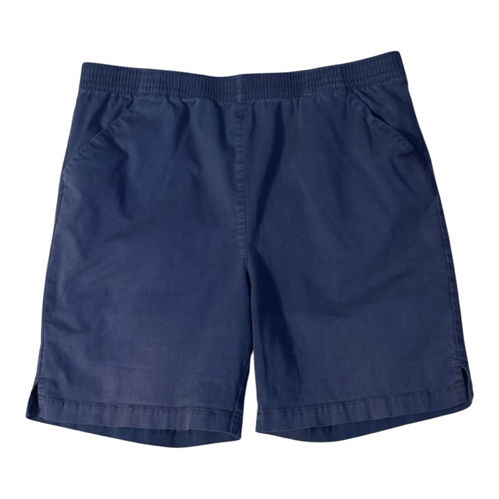 Traditions Women’s Navy Cotton Pull On Shorts Size 14 Long 7.5” Elastic Waist